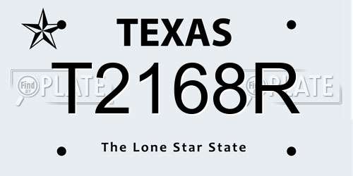 T2168R Texas License Plate