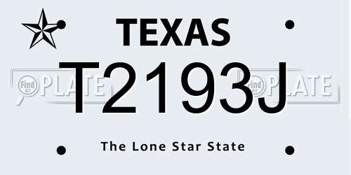 T2193J Texas License Plate
