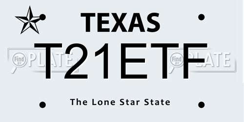 T21ETF Texas License Plate