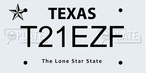 T21EZF Texas License Plate