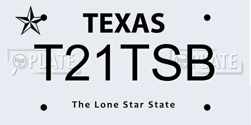 T21TSB Texas License Plate