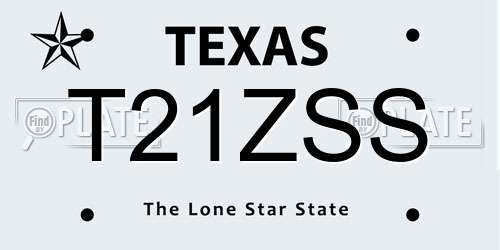 T21ZSS Texas License Plate