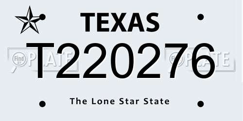 T220276 Texas License Plate
