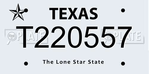 T220557 Texas License Plate