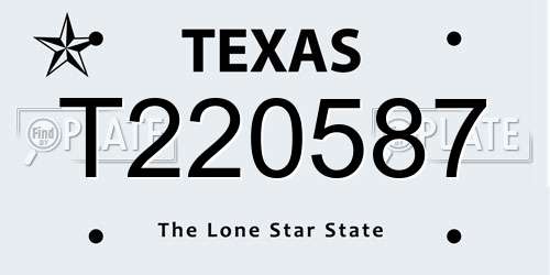 T220587 Texas License Plate