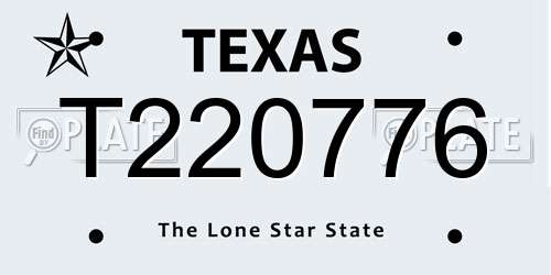 T220776 Texas License Plate