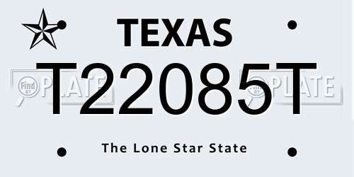 T22085T Texas License Plate