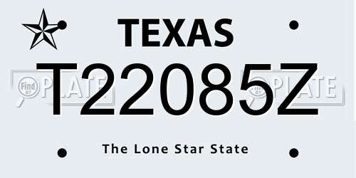 T22085Z Texas License Plate