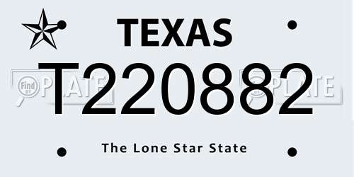 T220882 Texas License Plate