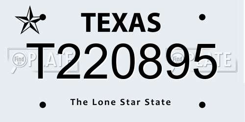 T220895 Texas License Plate