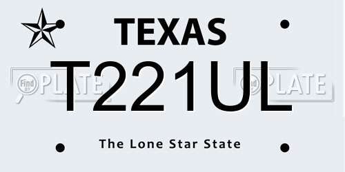 T221UL Texas License Plate