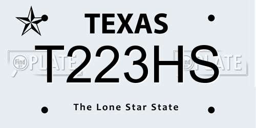 T223HS Texas License Plate