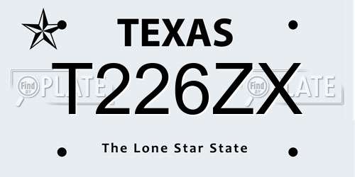 T226ZX Texas License Plate