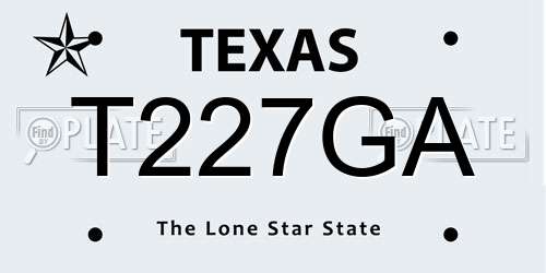 T227GA Texas License Plate