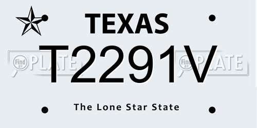 T2291V Texas License Plate