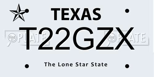 T22GZX Texas License Plate