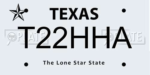 T22HHA Texas License Plate