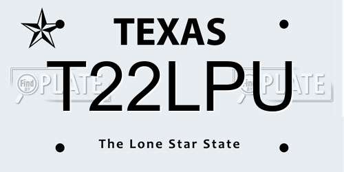 T22LPU Texas License Plate