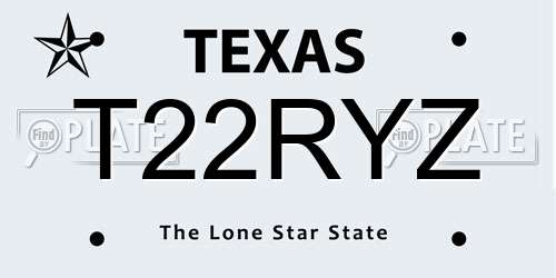 T22RYZ Texas License Plate