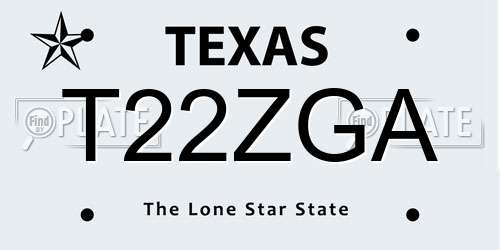 T22ZGA Texas License Plate