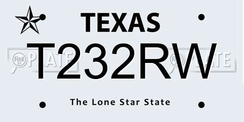 T232RW Texas License Plate