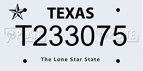 T233075 Texas License Plate