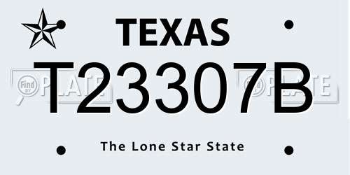 T23307B Texas License Plate