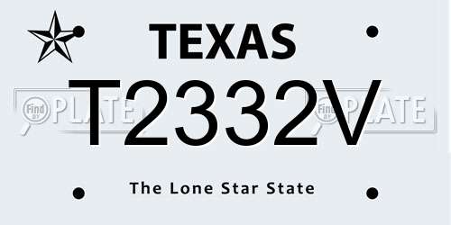 T2332V Texas License Plate