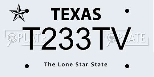 T233TV Texas License Plate