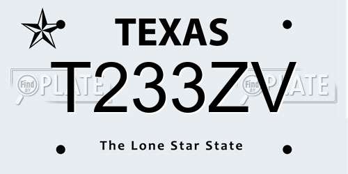 T233ZV Texas License Plate