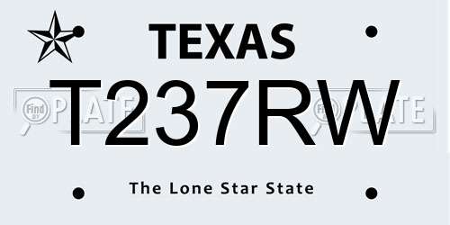 T237RW Texas License Plate