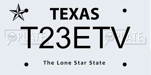 T23ETV Texas License Plate