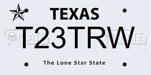 T23TRW Texas License Plate