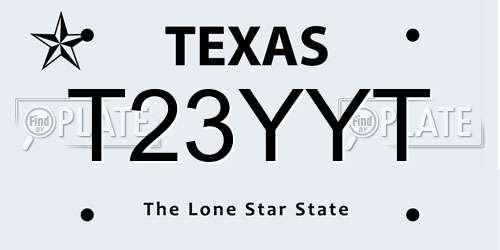 T23YYT Texas License Plate