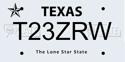 T23ZRW Texas License Plate