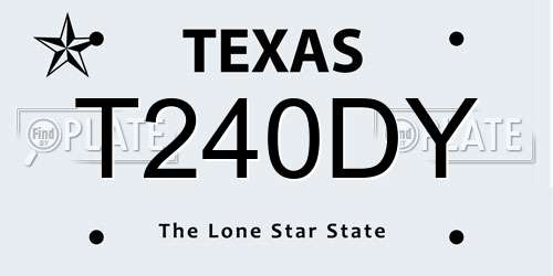 T240DY Texas License Plate