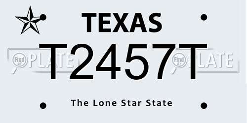 T2457T Texas License Plate