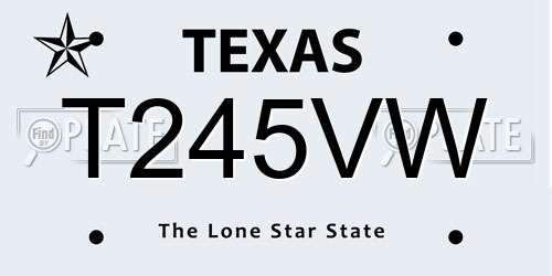 T245VW Texas License Plate