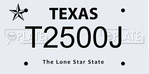 T2500J Texas License Plate