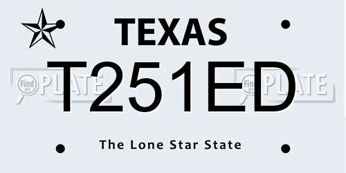 T251ED Texas License Plate