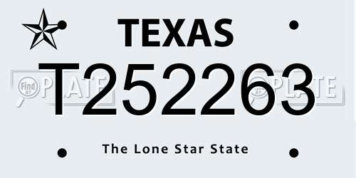 T252263 Texas License Plate