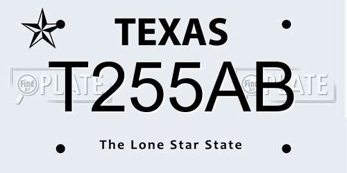 T255AB Texas License Plate