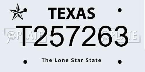 T257263 Texas License Plate