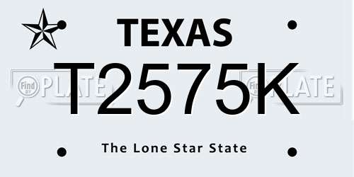 T2575K Texas License Plate