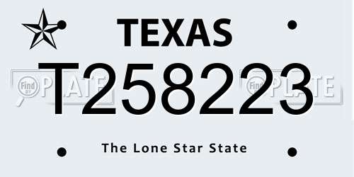 T258223 Texas License Plate
