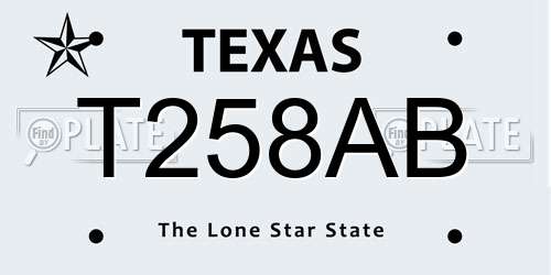 T258AB Texas License Plate