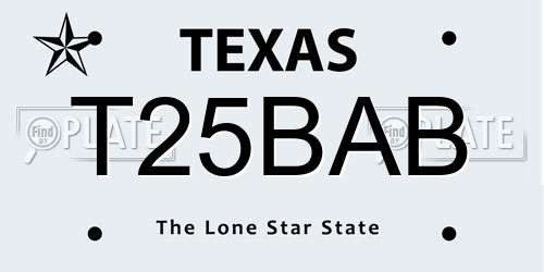 T25BAB Texas License Plate