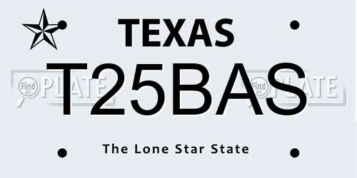 T25BAS Texas License Plate