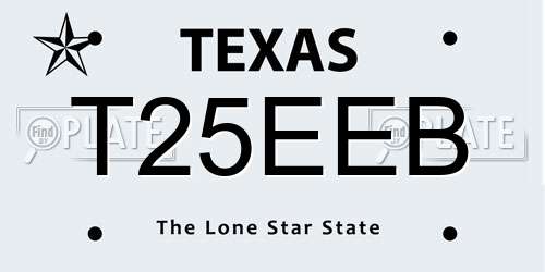 T25EEB Texas License Plate