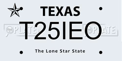 T25IEO Texas License Plate